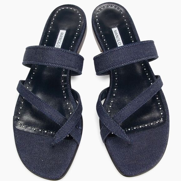 Manolo Blahnik Shoes - Manolo Blahnik Susaperf Cotton Flat Sandals size 37